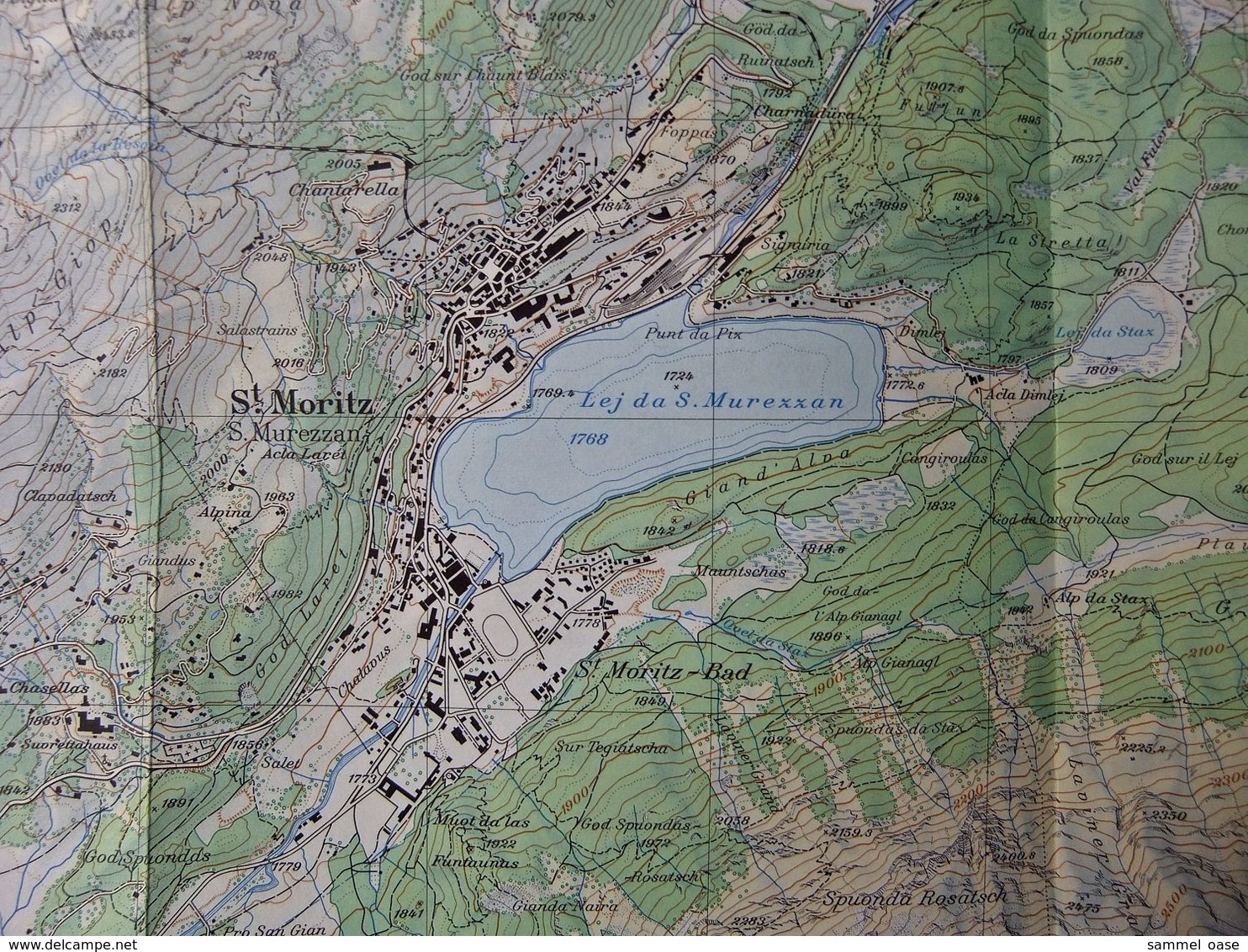 Topographische Karte / Landeskarte Der Schweiz  -  St. Moritz  - Blatt 1257  -  1:25 000  -  1958 - Mapamundis