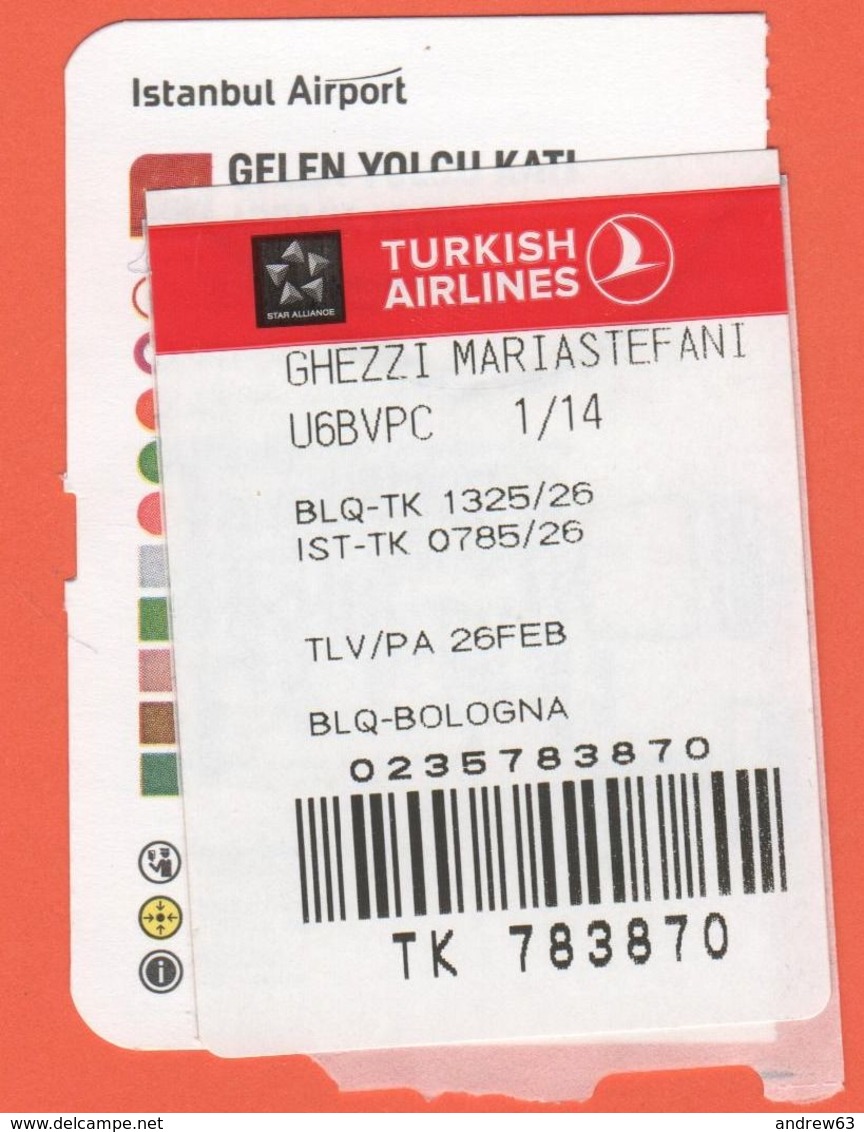 TURKISH AIRLINES - 2020 - BOARDING PASS - BİNİŞ KARTI - TK 1325 - IST-BLQ - Istanbul-Bologna - Mundo