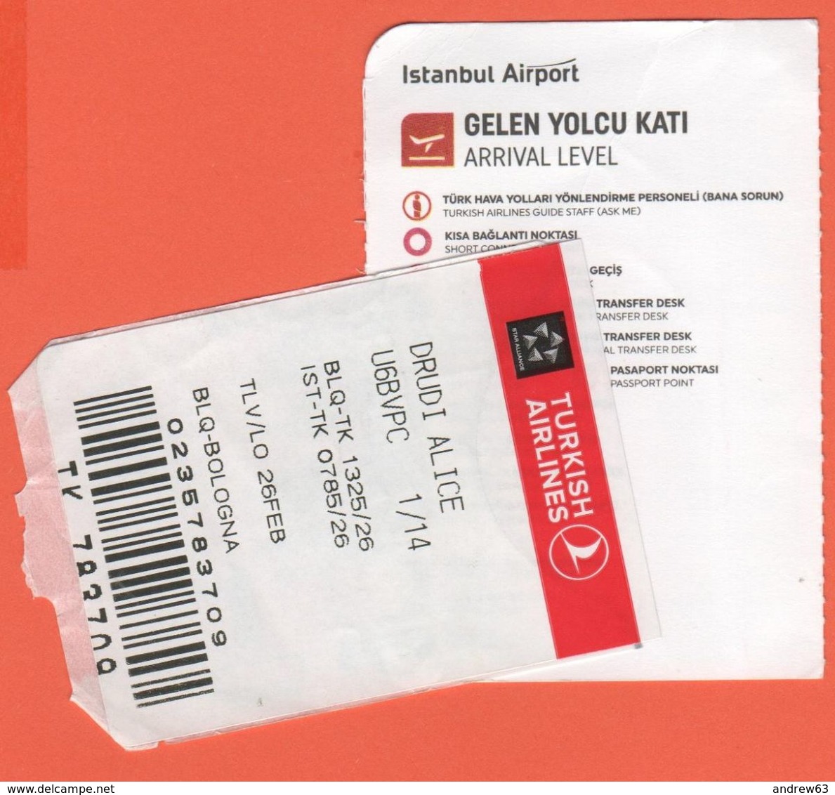 TURKISH AIRLINES - 2020 - BOARDING PASS - BİNİŞ KARTI - TK 1325 - IST-BLQ - Istanbul-Bologna - Welt