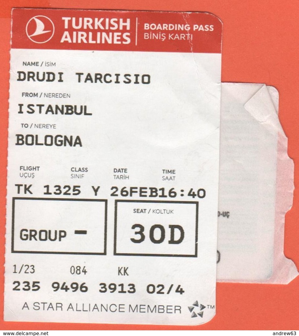 TURKISH AIRLINES - 2020 - BOARDING PASS - BİNİŞ KARTI - TK 1325 - IST-BLQ - Istanbul-Bologna - Wereld
