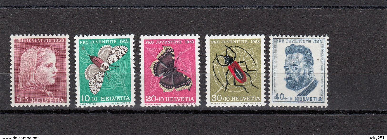Suisse - Année 1953 - Neuf**- Pro Juventute - N°Zumstein 148/52** - Portrait De Fille Et De F Hodler Et Insectes - Unused Stamps