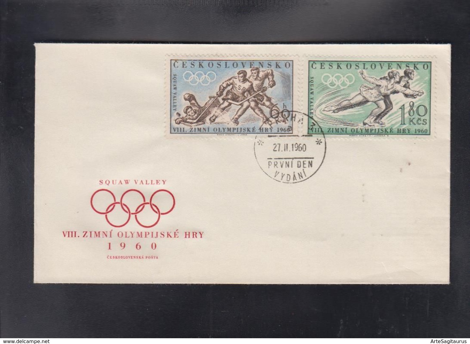 CSSR, FDC, USA 1960, HOCKEY SQUAW WALLEY  ** - Inverno1960: Squaw Valley