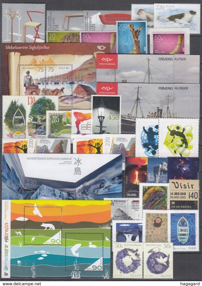 +Q1351. Iceland 2010. Year Set. Including 2 Complete Booklets. MNH(**) - Années Complètes