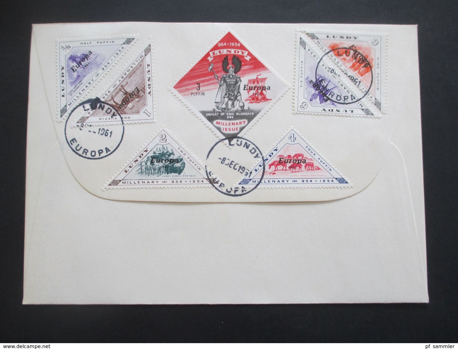 GB Lundy 1961 Europa Cept Schmuck FDC Lundy Marken Millenary 954 - 1954 - Covers & Documents