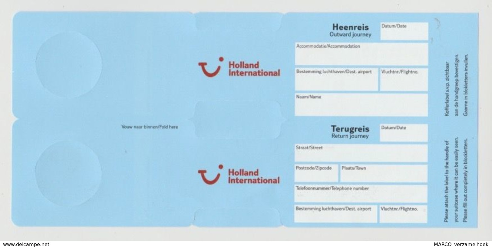 Luggage Tag-kofferlabel Holland International - Aufklebschilder Und Gepäckbeschriftung