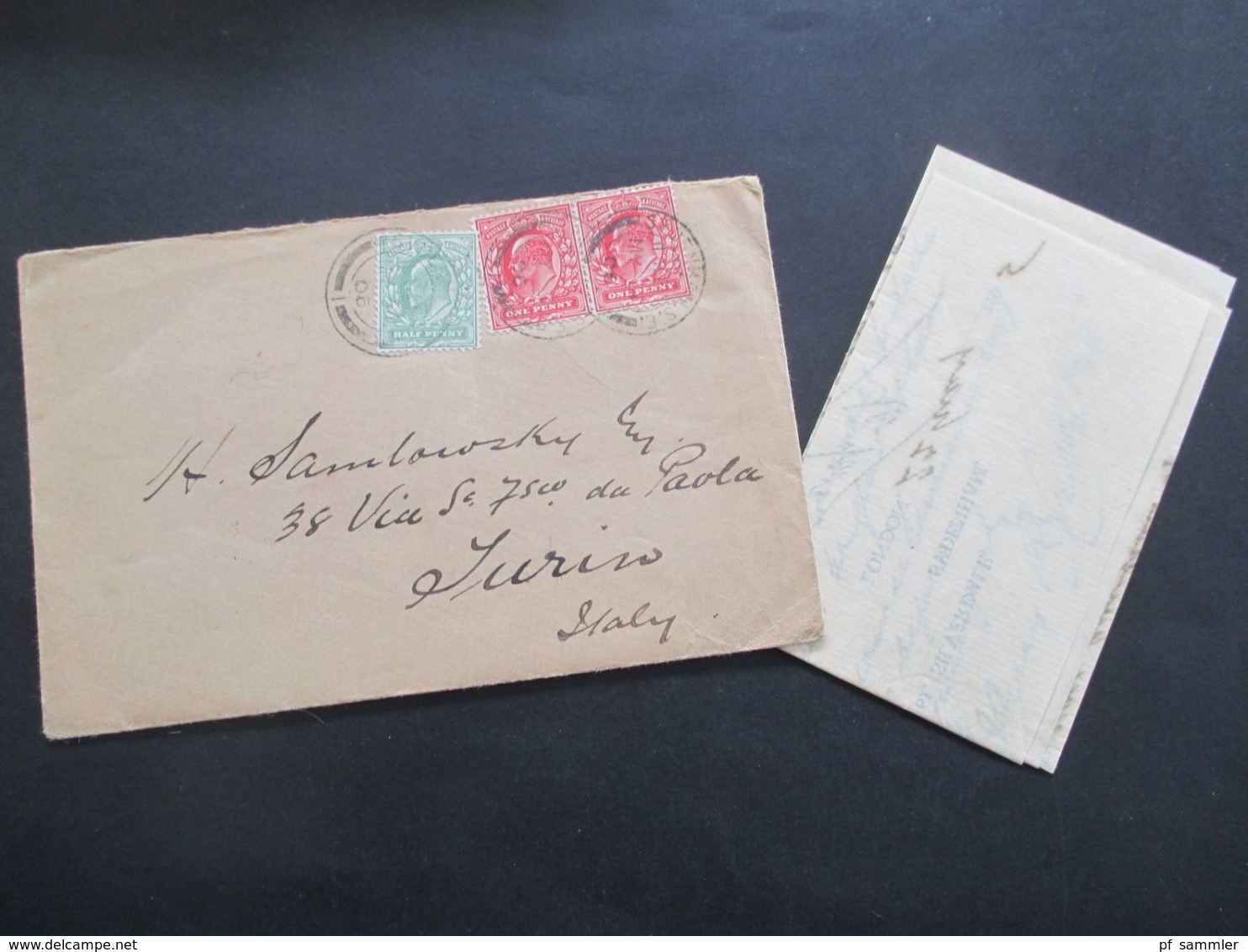 GB 1905 Brief Von London Nach Turin Mit Inhalt Briefpapier Henry R. Carr Ensurance Telegrams Assuetude London - Storia Postale