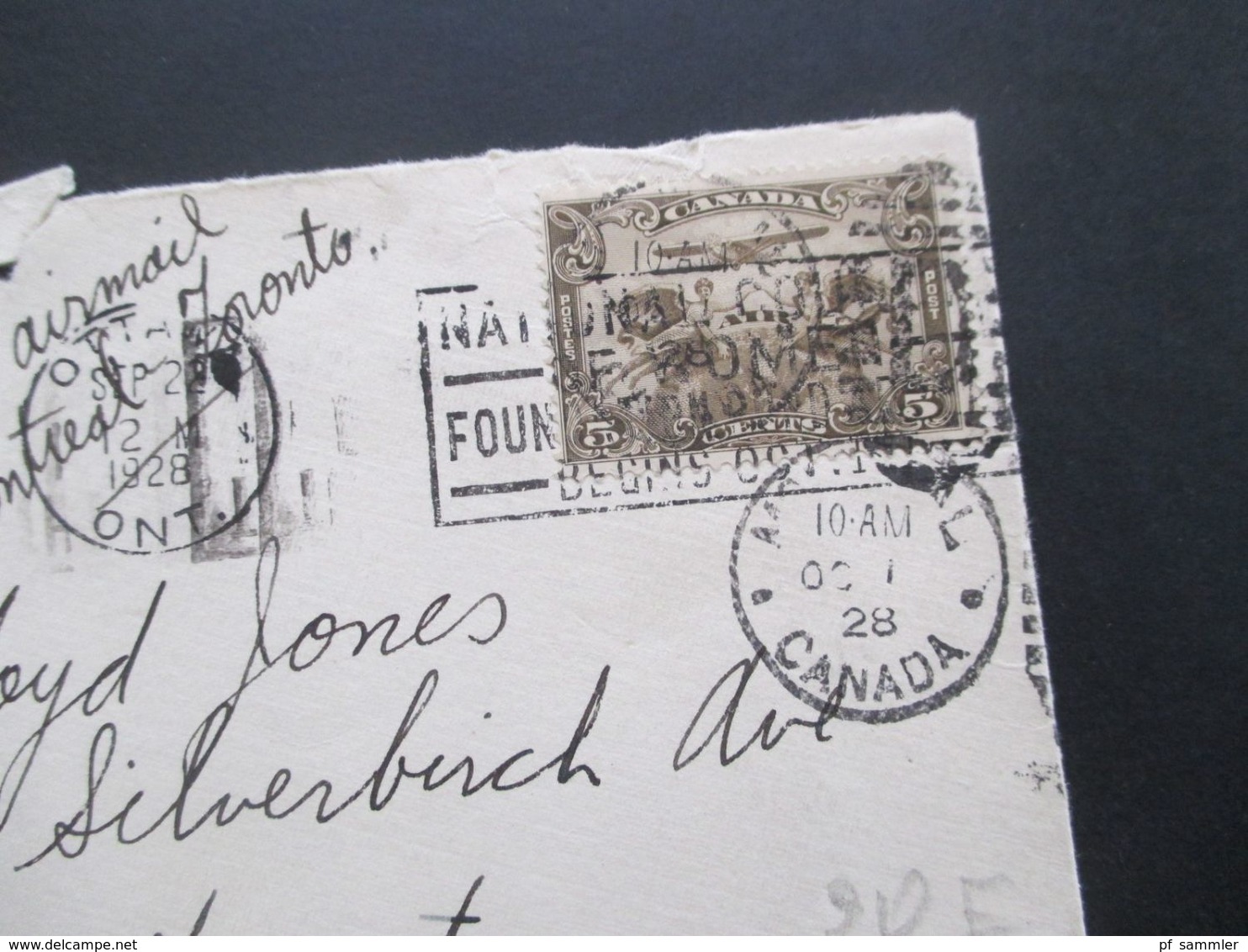 Kanada 1928 Via 1st Airmail Montreal - Toronto Stempel This Mail Was Carried By Postal Airplane To Montreal - Lettres & Documents