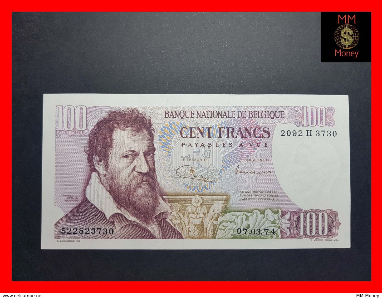 BELGIUM 100 Francs 7.3.1974  P. 134  XF - 100 Francs