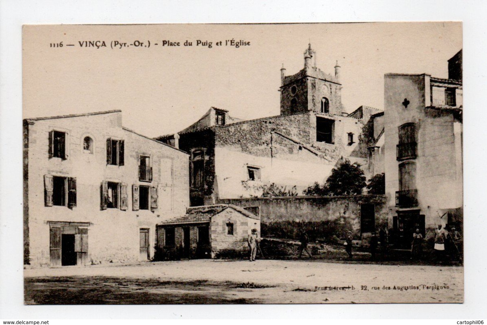 - CPA VINCA (66) - Place Du Puig Et L'Eglise (avec Personnages) - Edition Brun 1116 - - Autres & Non Classés