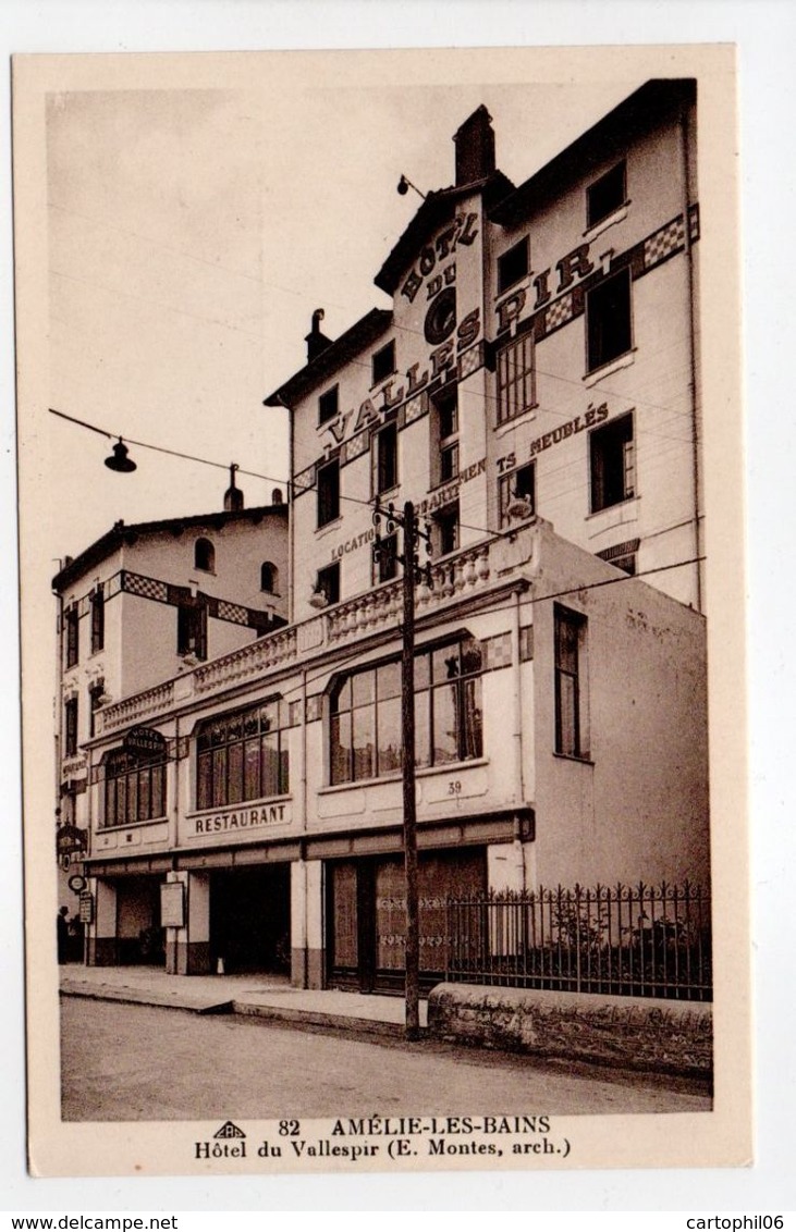 - CPA AMÉLIE-LES-BAINS (66) - Hôtel Du Vallespir - Photo CAP N° 82 - - Otros & Sin Clasificación