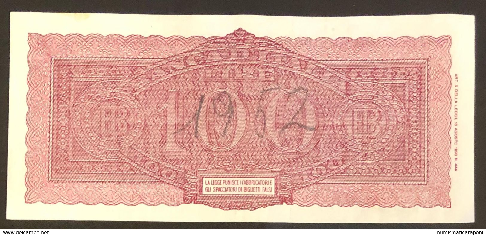 100 Lire Italia Turrita Luogotenenza 1944 Spl LOTTO 1943 - 1.000 Lire