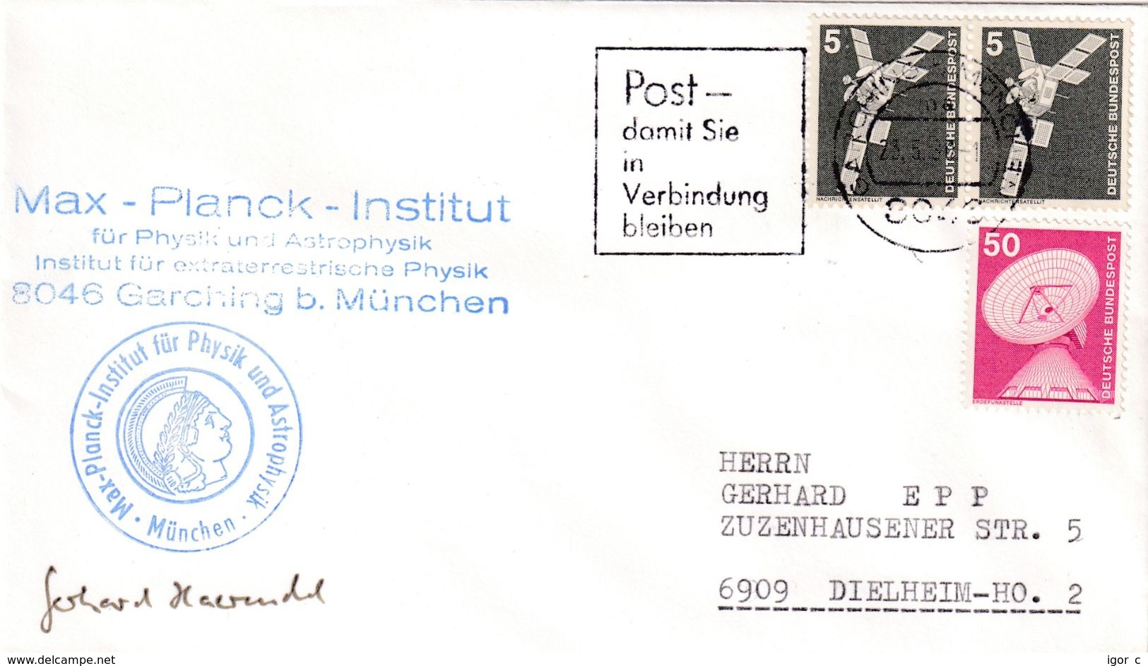 Germany 1971 Cover; Space Weltraum Epace: Nobel Prize Physics; Max Plank Institute For Physic And Astrophysic; Symphony - Altri & Non Classificati