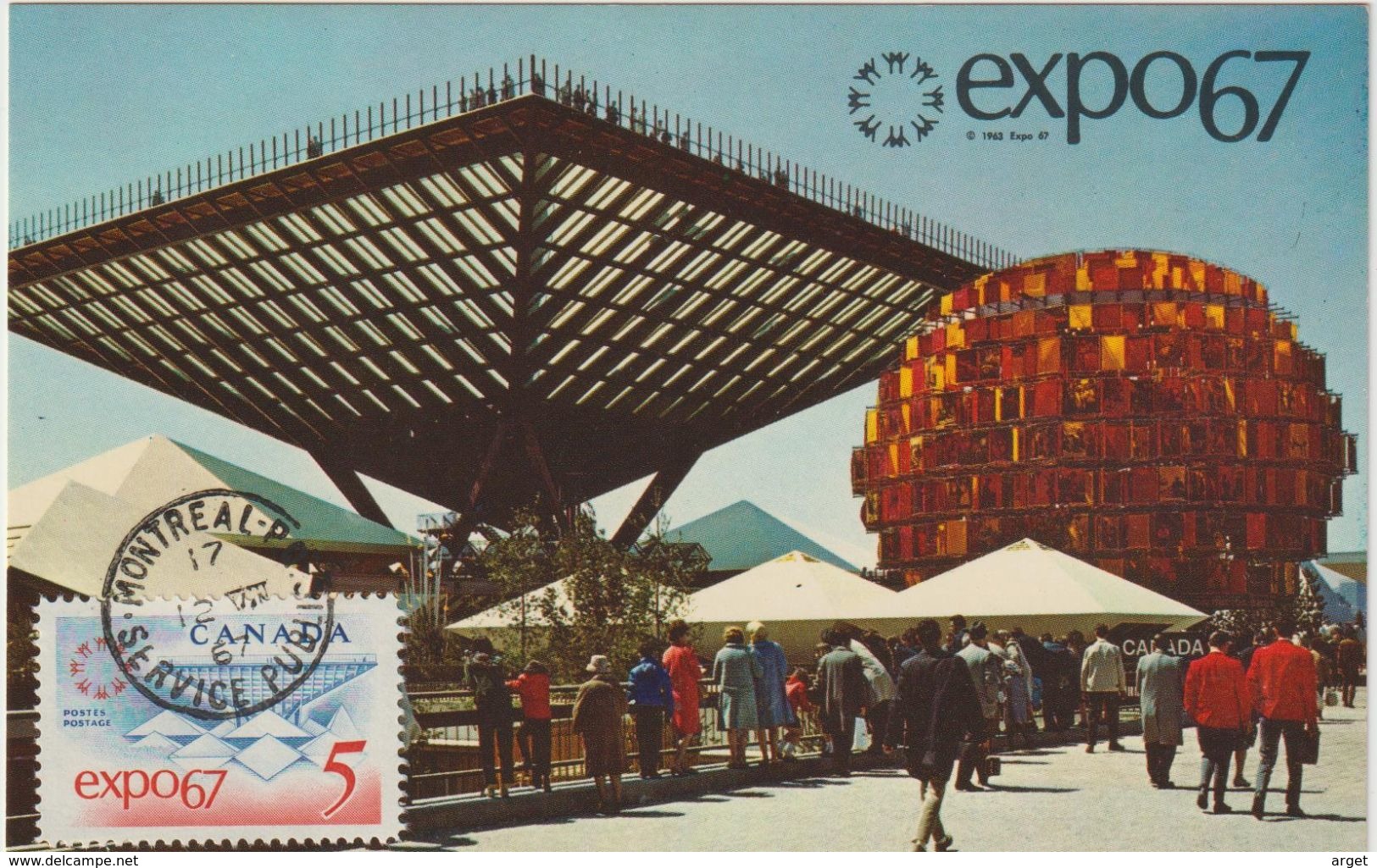 Carte Maximum CANADA N° Yvert 390 (EXPO 67) Obl Sp Montréal Service Public 12.8.67 (Ed Plastichrome 201) - Maximumkarten (MC)