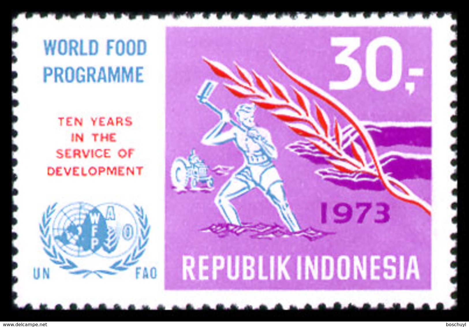 Indonesia, 1973, World Food Programme, WFP, FAO, 10th Anniversary, United Nations, MNH, Michel 743 - Indonésie