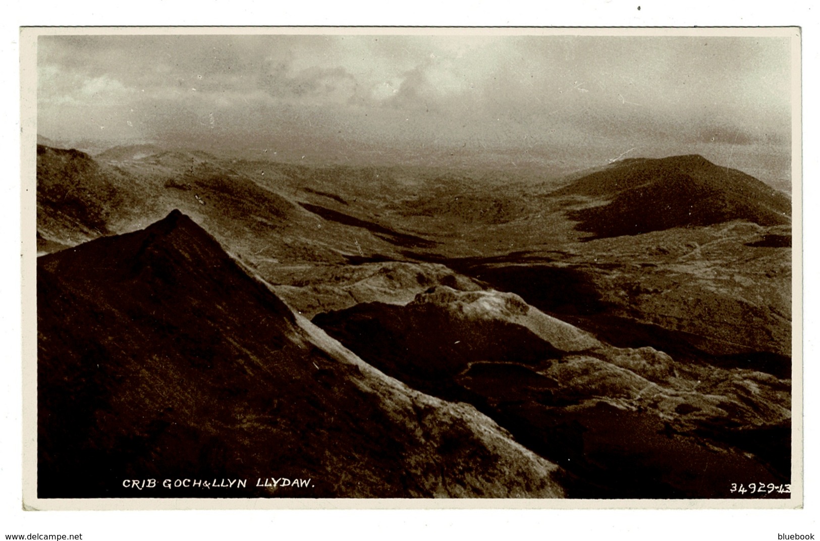 Ref 1373 - Real Photo Postcard - Crib Goch & Llyn LLydaw - Caernarvonshire Wales - Caernarvonshire