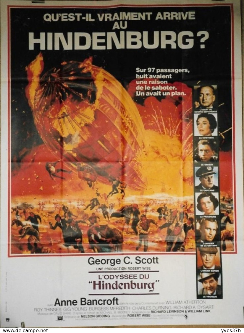 "L'Odyssée Du HINDENBOURG" A. Bancroft, R. Thinnes..1975 - Affiche 120x160 - TTB - Manifesti & Poster