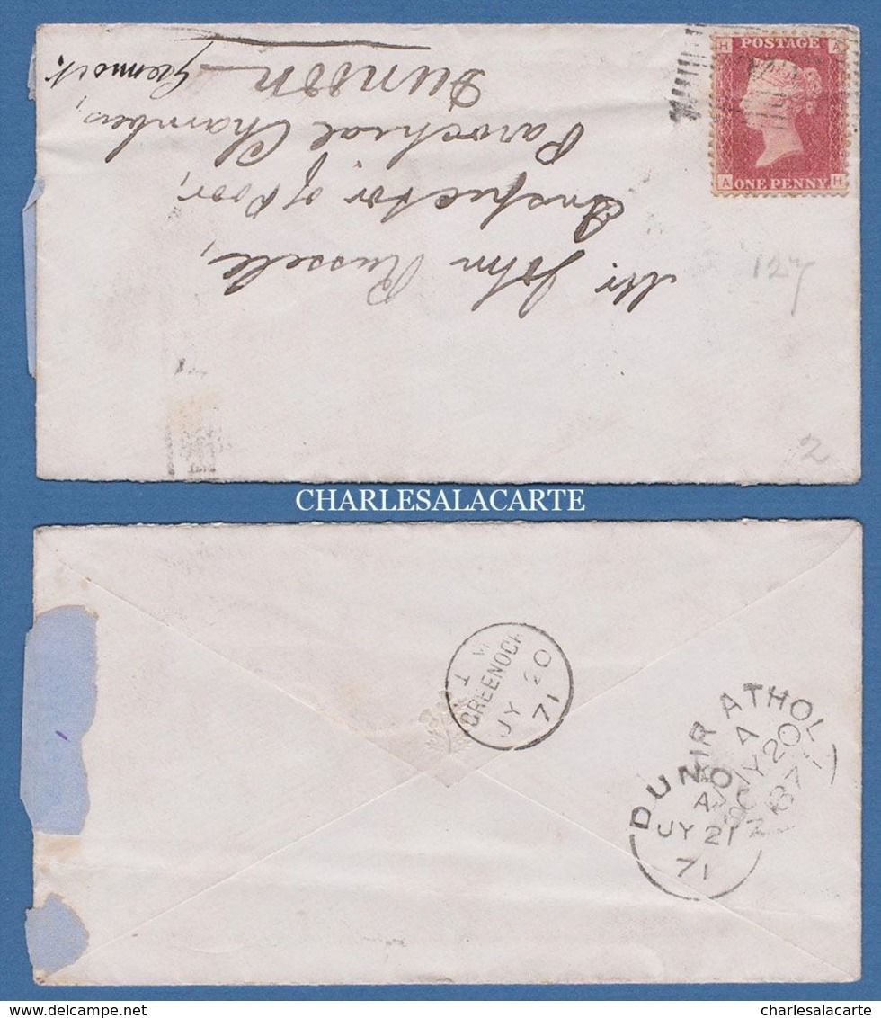 GREAT BRITAIN 1871  LETTER/COVER  INSPECTOR OF POOR  Id. RED PLATE 127 GLASGOW TO DUNOON  S.G 43/44 - Covers & Documents