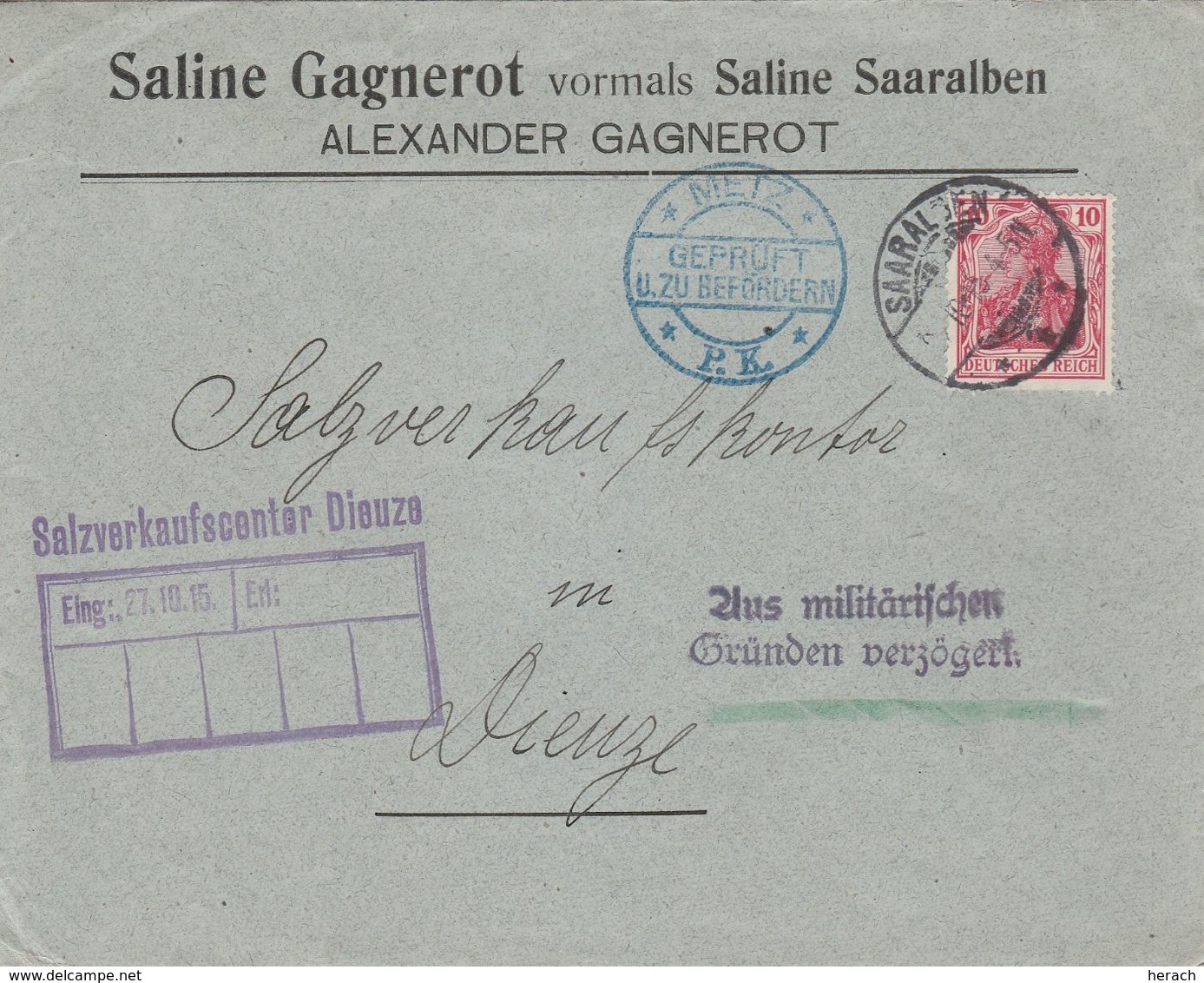 France Lorraine Lettre Censurée Saaralben 1915 - Lettres & Documents