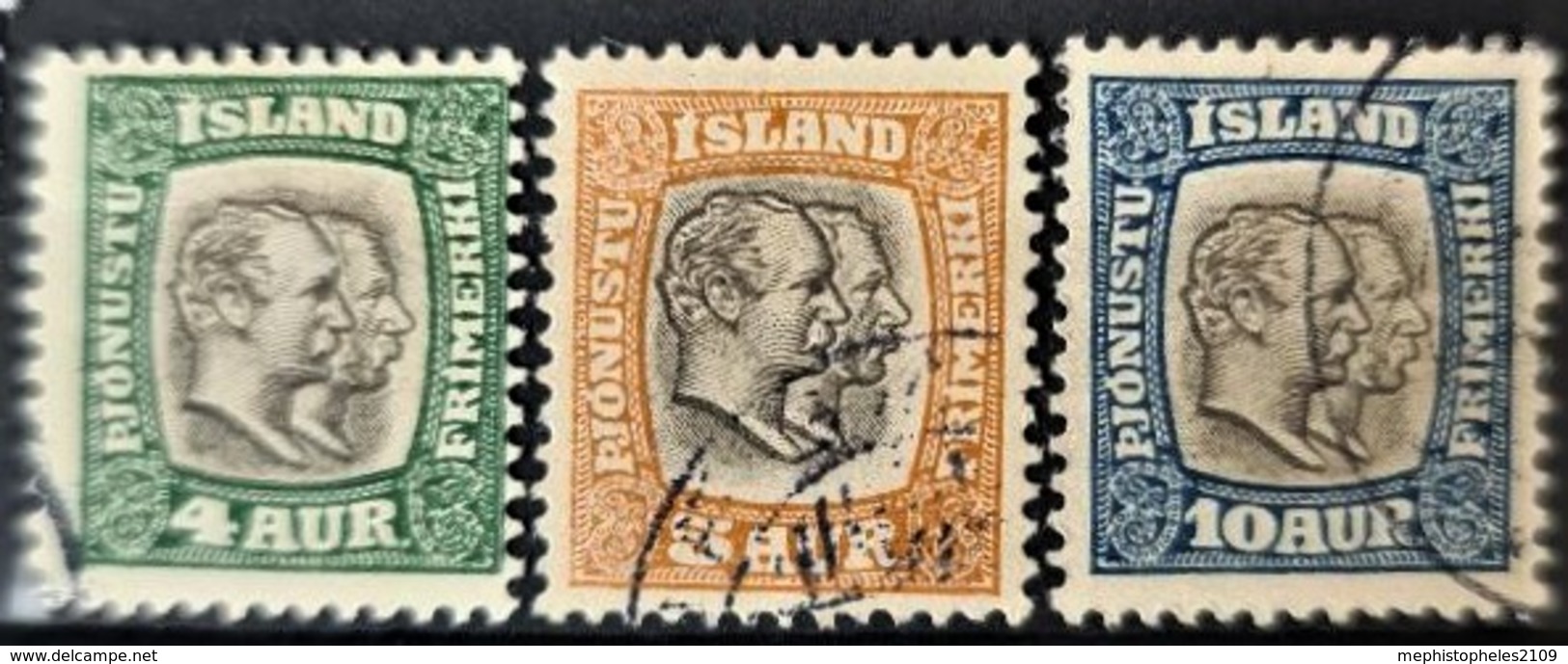 ICELAND - Canceled - Sc# O32, O33, O34 - 4a 5a 10a - Used Stamps