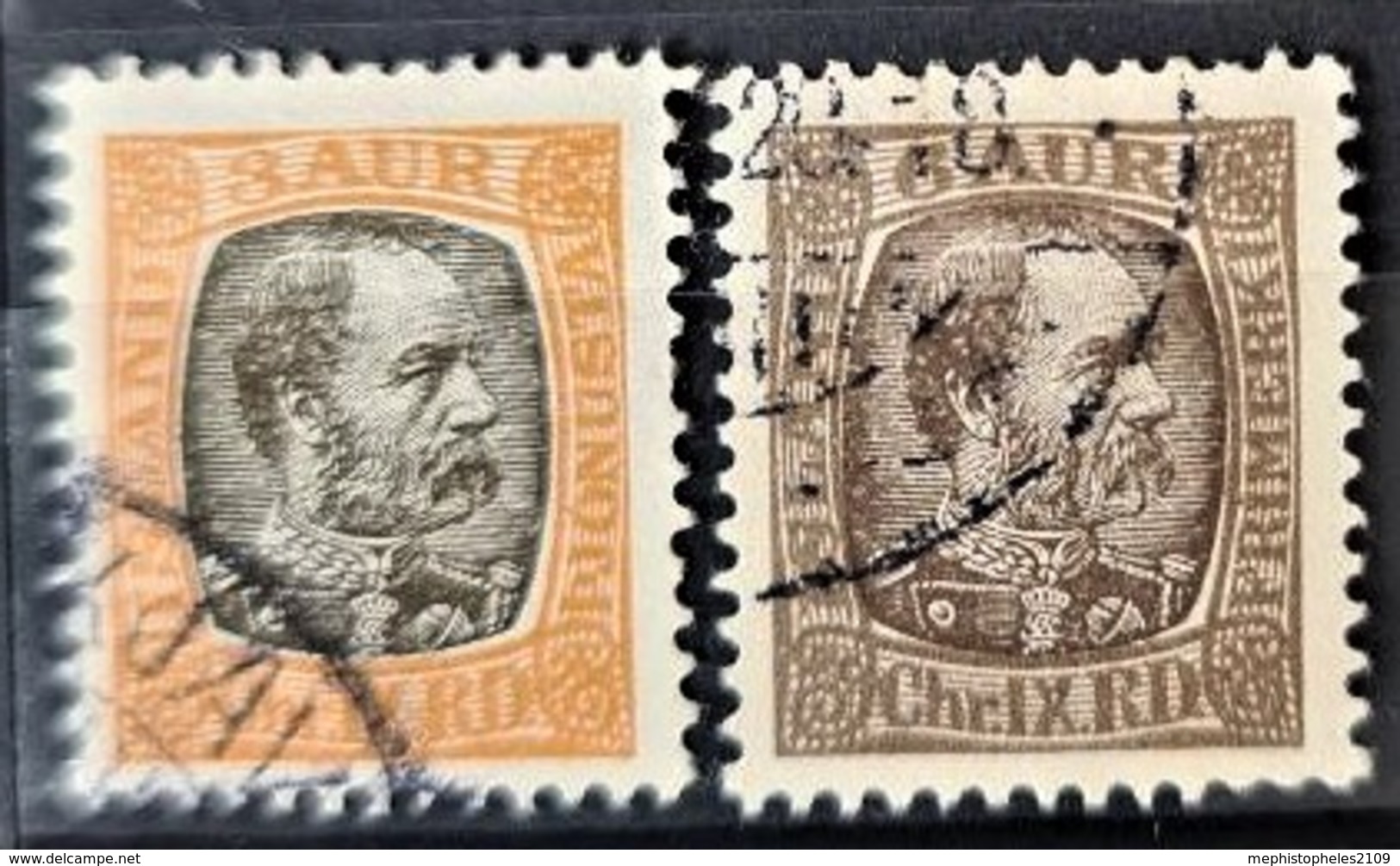 ICELAND - Canceled - Sc# 34, 37 - 3a 5a - Used Stamps