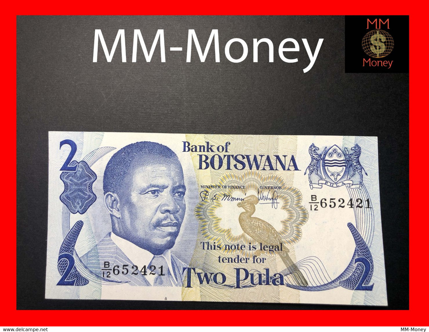 BOTSWANA  2 Pula 1982  P 7  "sig. Mmusi - Kikonyogo"     XF - Botswana