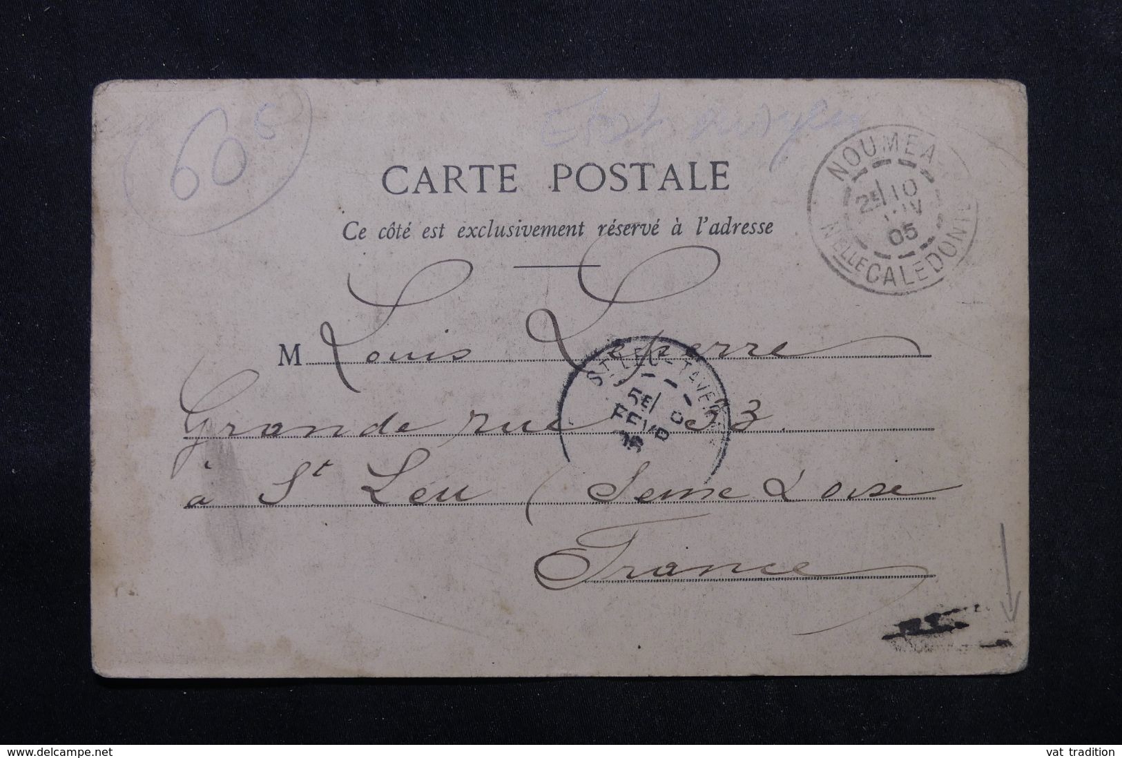 NOUVELLE CALÉDONIE - Affranchissement Type Groupe De Nouméa Sur Cp ( Chef Fidjien ) En 1905 Pour La France - L 62737 - Briefe U. Dokumente