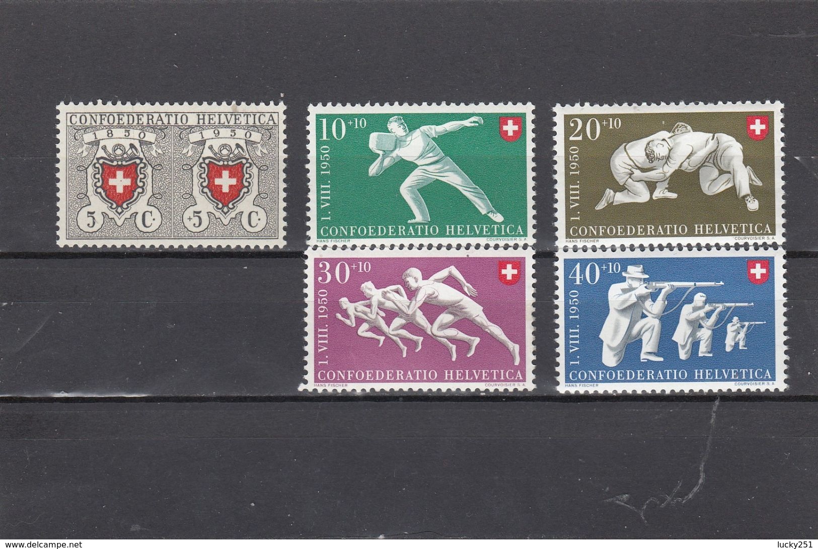 Suisse - Année 1950 - Neuf**  - Fête Nationale - N°Zumstein 46/50** - Centenaire De La Poste Et Sujets Sportifs - Neufs