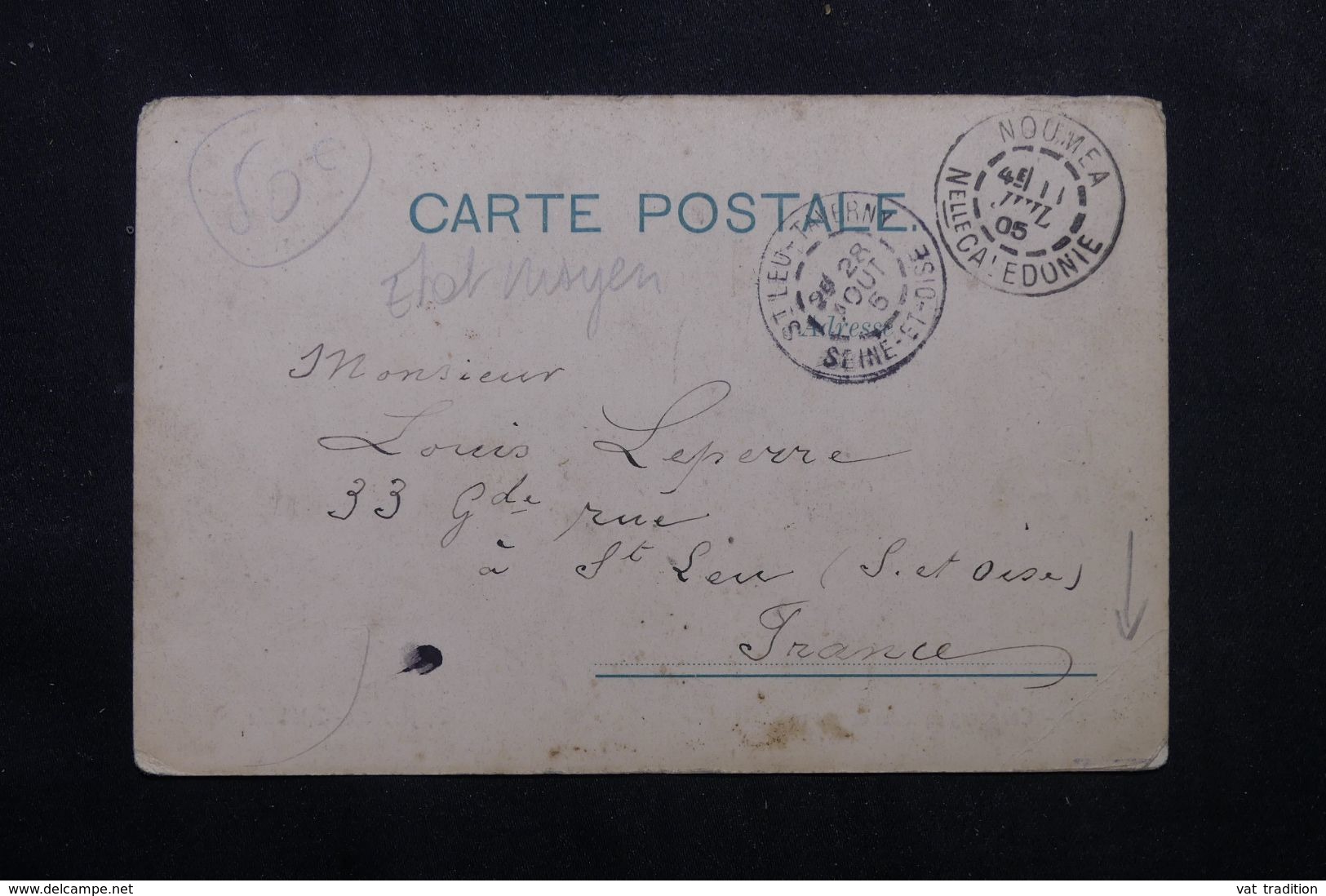 NOUVELLE CALEDONIE - Affranchissement Groupe De Nouméa Sur Carte Postale ( Canaques ) En 1905 Pour La France  - L 62747 - Briefe U. Dokumente