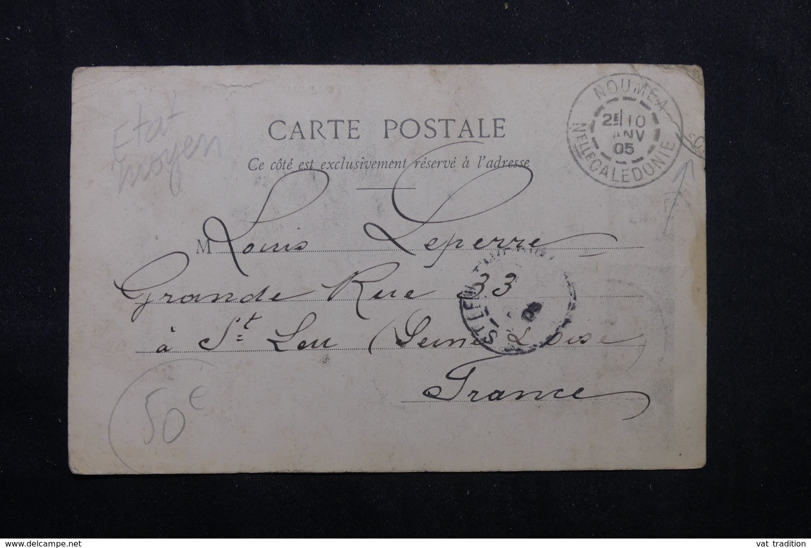 NOUVELLE CALEDONIE - Affranchissement Groupes 1ct +5ct De Nouméa Sur Carte Postale En 1905 Pour La France  - L 62748 - Cartas & Documentos