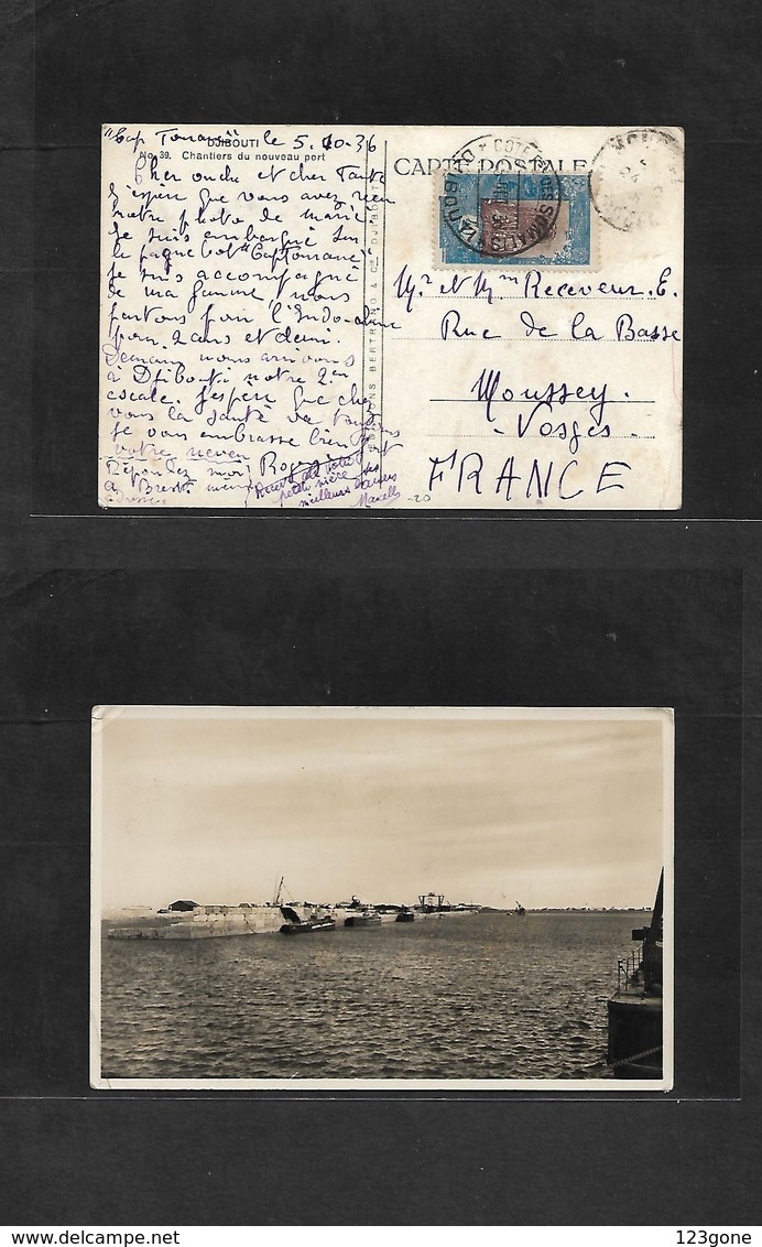 123gone. FRC - Somali Coast. 1936 (5 Oct) Captourane - France, Moussey. Fkd Local Photo Ppc, Djubouti Cds. Fine. - Autres & Non Classés