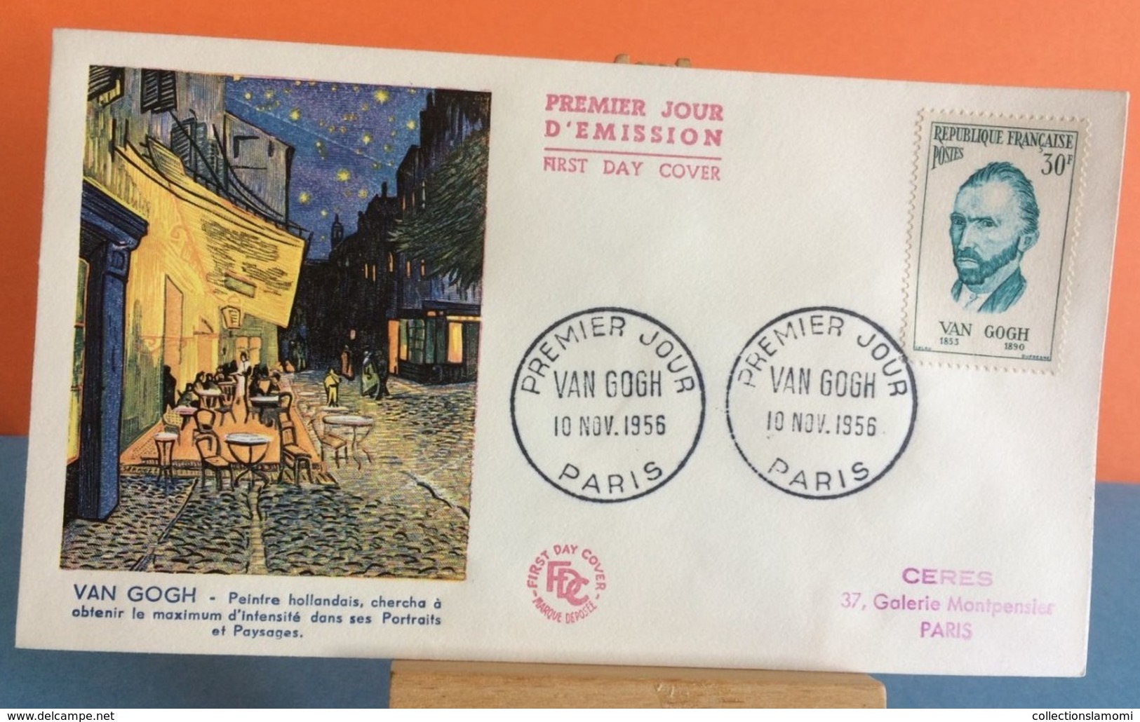 Van Gogh - Paris - 10.11.1956 - FDC 1er Jour  (Coté 12€ Y&T) - 1950-1959