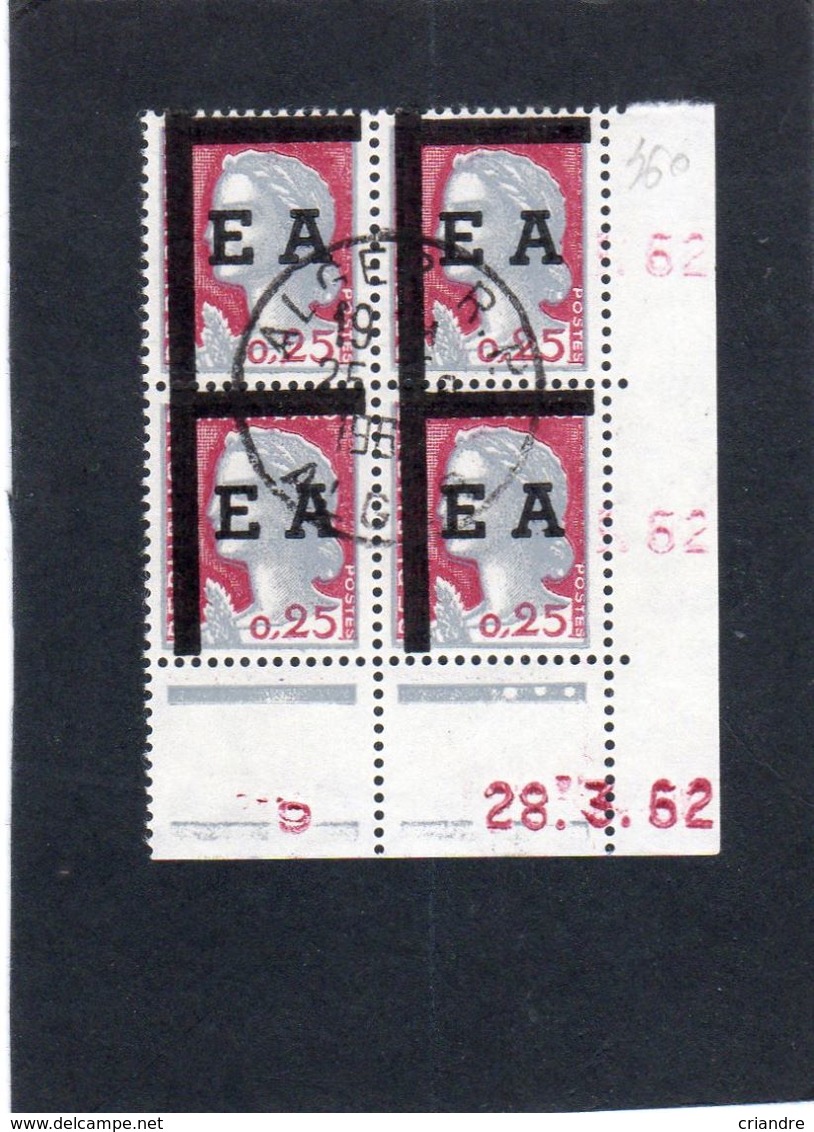 ALGERIE 360 BLOC 4  SURCHARGE EA  COIN DATE 28.03.62 Belle Oblitération ALGER - Algerien (1962-...)