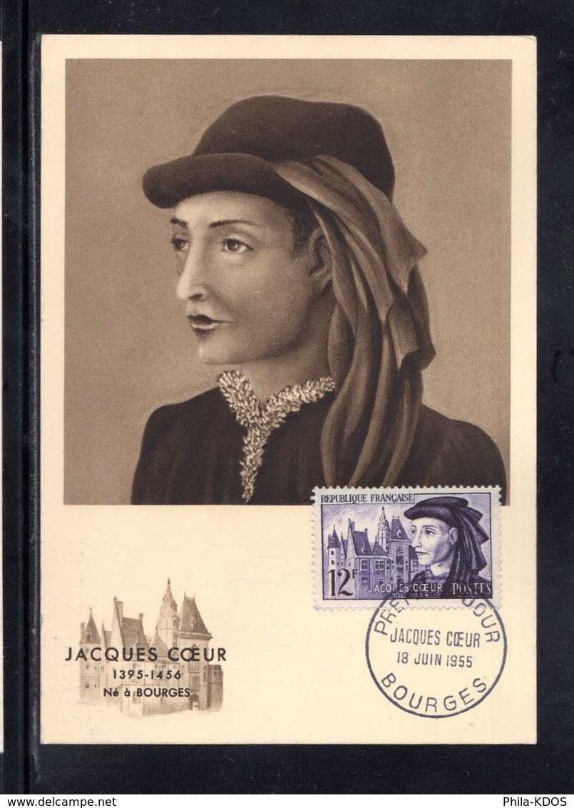 " JACQUES COEUR " Sur Carte Maximum De 1955. Ed° Bourgogne. N° YT 1034. Parfait état. CM - 1950-1959