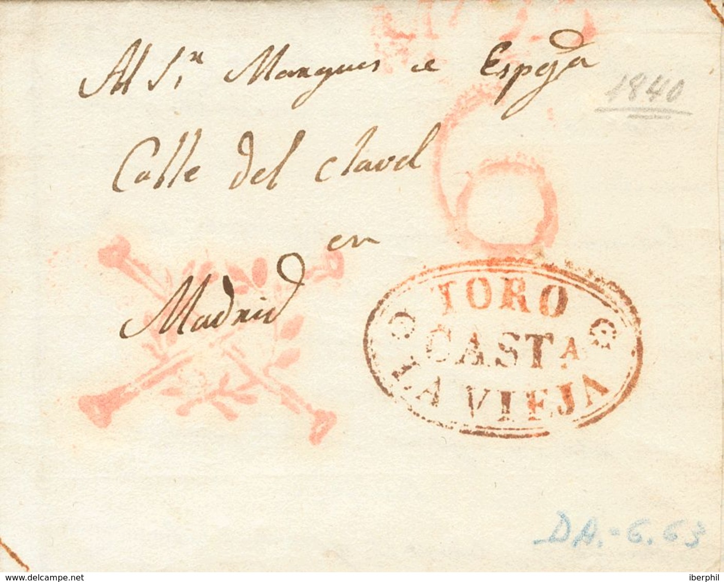 Sobre . 1840. PEDROSA DEL REY (ZAMORA) A MADRID. Marca TORO / CASTª / LA VIEJA (P.E.6) Edición 2004 Y Marca De Senadores - Other & Unclassified