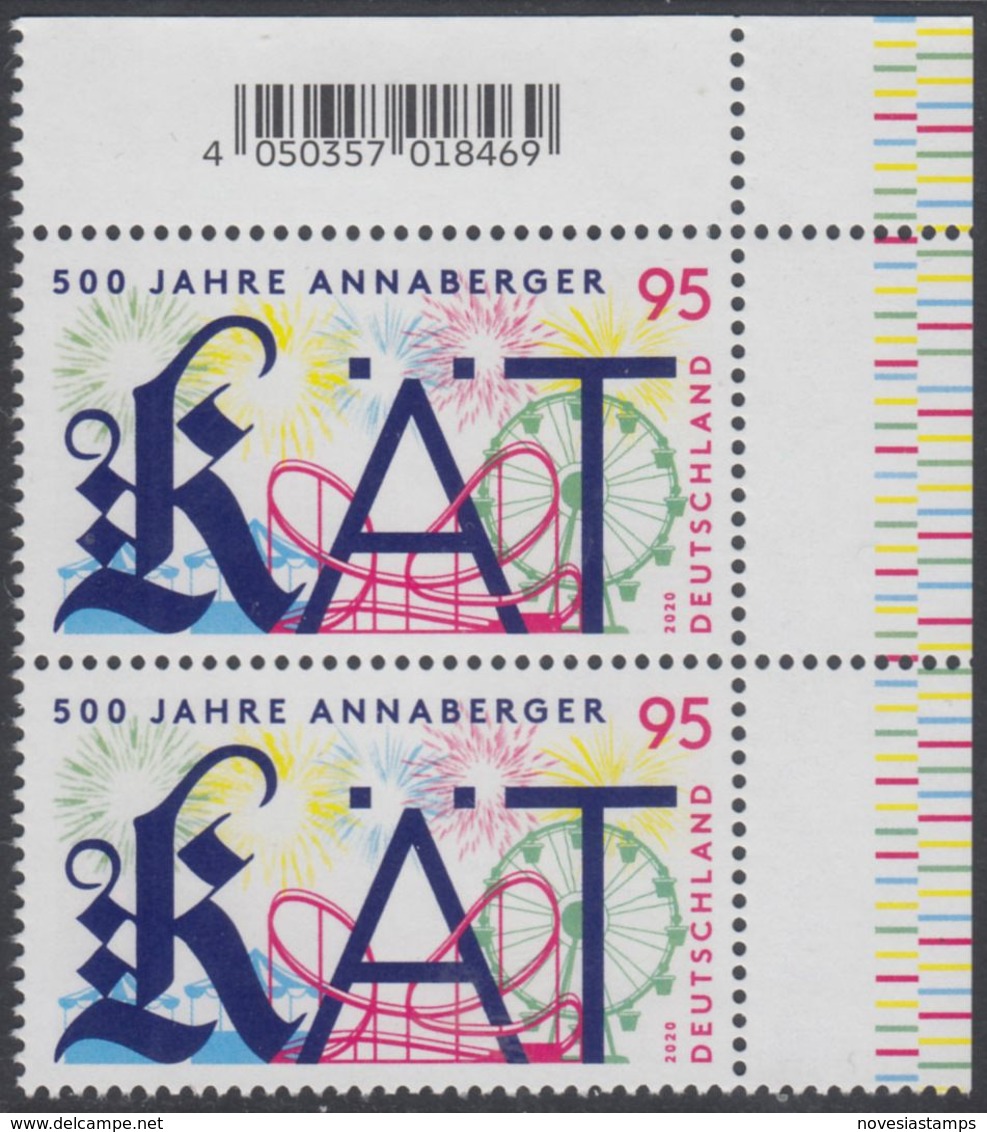 !a! GERMANY 2020 Mi. 3547 MNH Vert.PAIR From Upper Right Corner - Fair "Annaberger Kät" - Unused Stamps