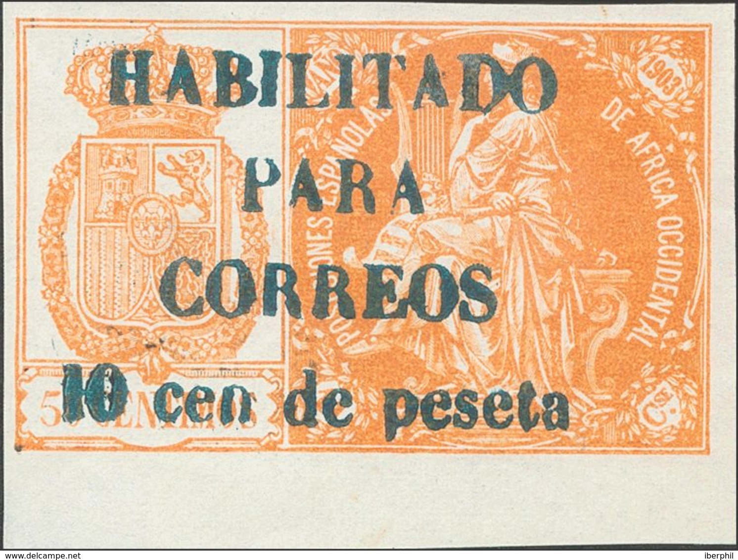 **26D. 1904. 10 Cts Sobre 50 Cts Naranja, Borde De Hoja. MAGNIFICO. Edifil 2018: 184 Euros - Other & Unclassified