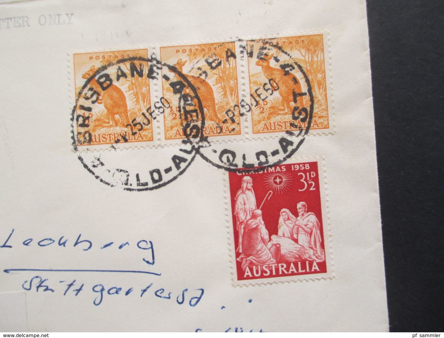 Australien 1958 / 60 Kanguru MiF Printed Matter Nach Leonberg Und Dort Innerhalb Des Ortes Weitergeleitet - Storia Postale