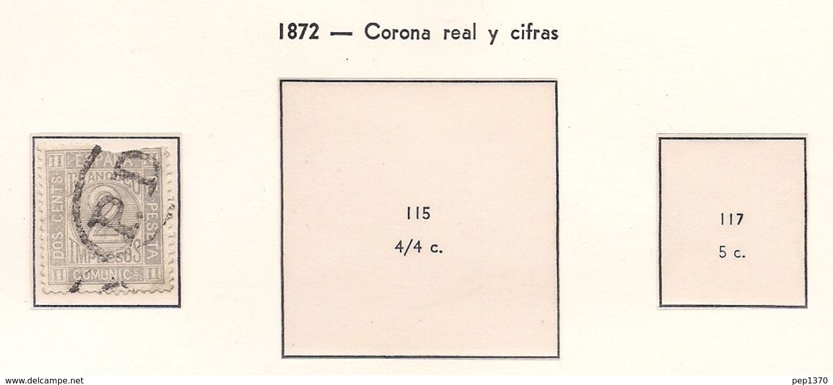 ESPAÑA 1872 - CORONA REAL Y CIFRAS - EDIFIL Nº 116 - USADO Y ROTO - Oblitérés