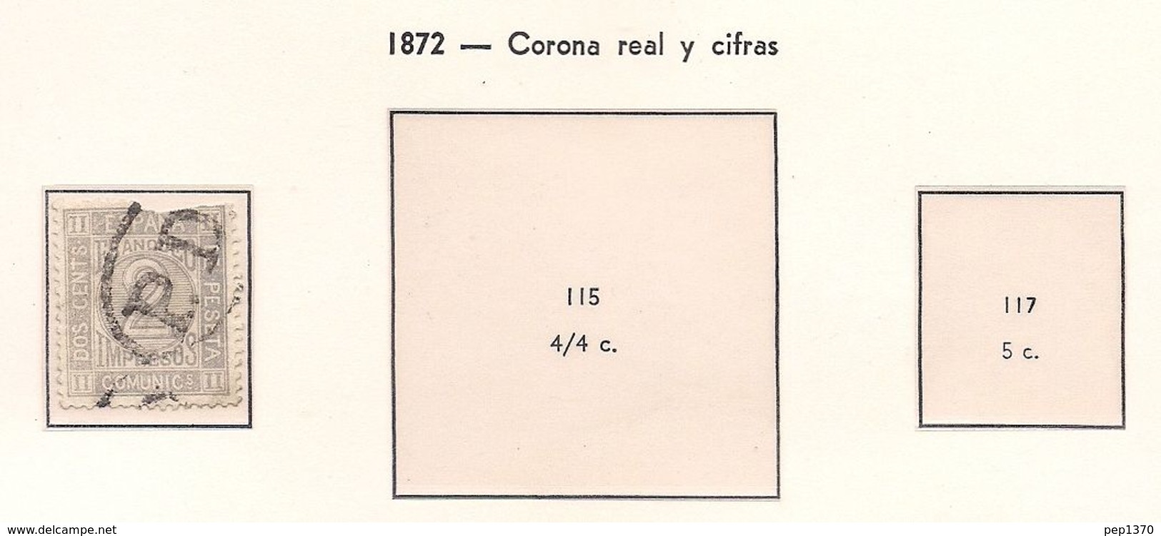 ESPAÑA 1872 - CORONA REAL Y CIFRAS - EDIFIL Nº 116 - USADO Y ROTO - Usados