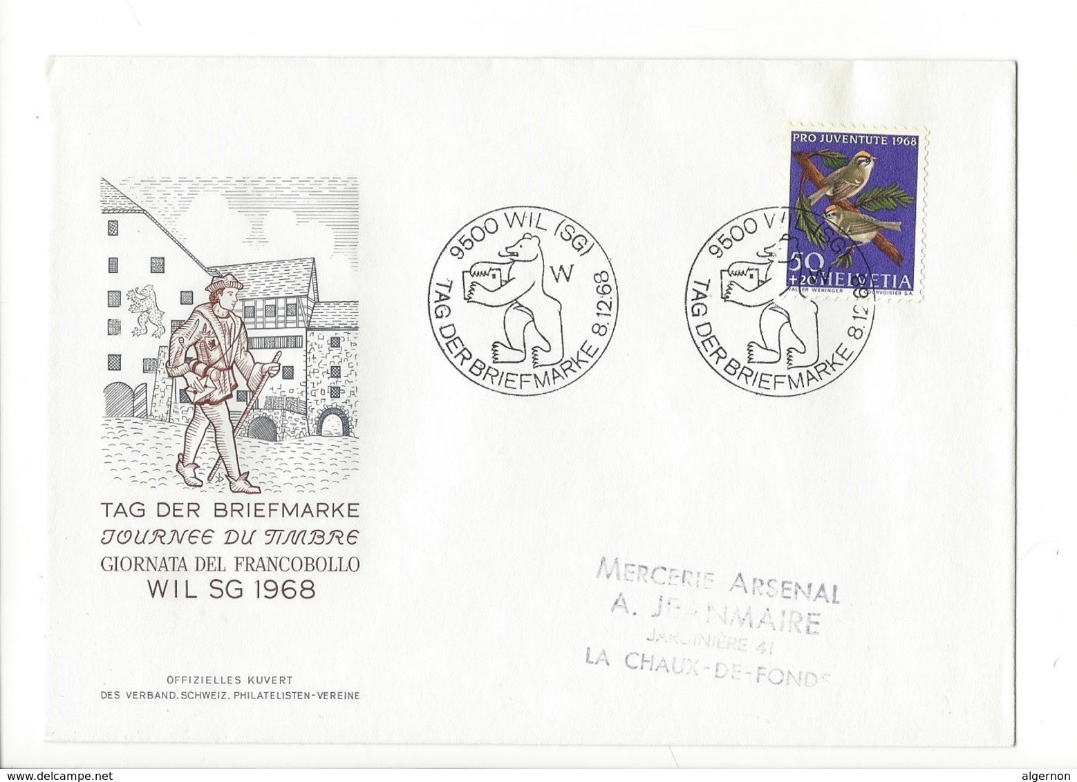 26033 - Tag Der Briefmarke Pro Juventute Wil 1968 Pour La Chaux-de-Fonds - Lettres & Documents