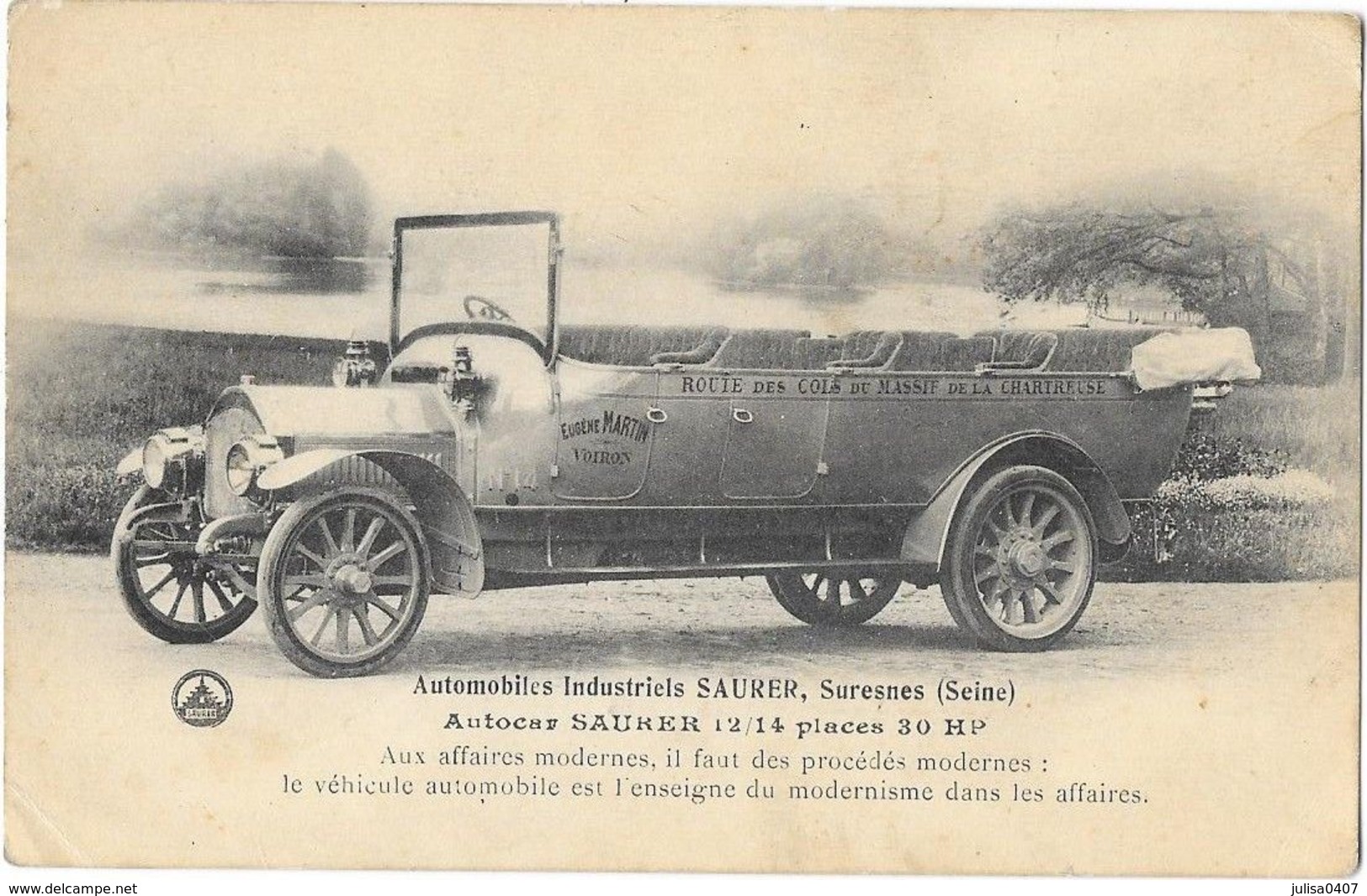 MASSIF DE LA CHARTREUSE (38) Autocar SAURER Eugène Martin VOIRON Gros Plan - Voiron