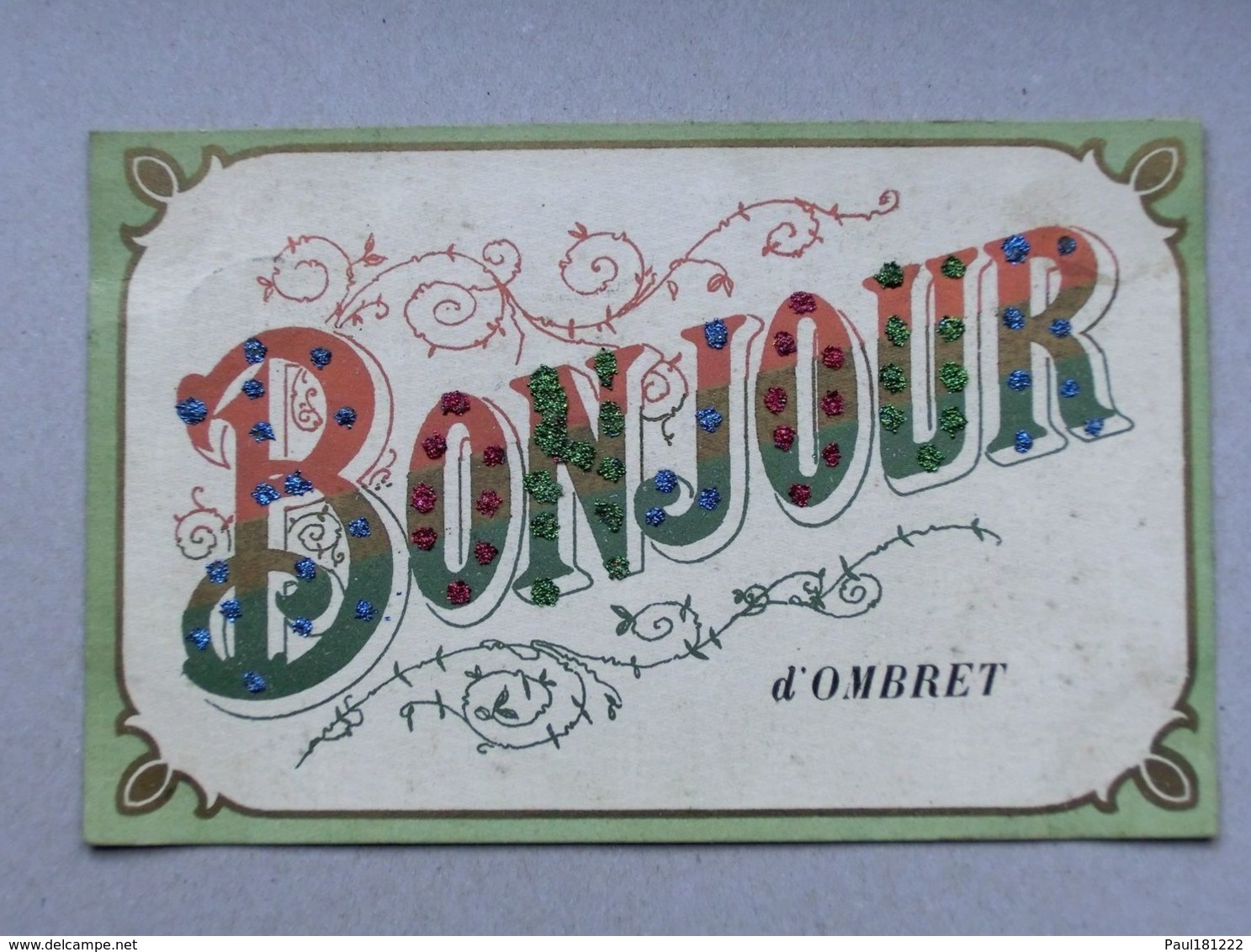 Bonjour D' Ombret, Amay, Carte Fantaisie, Paillettes, Vers Fontin Esneux, 1907 - Amay