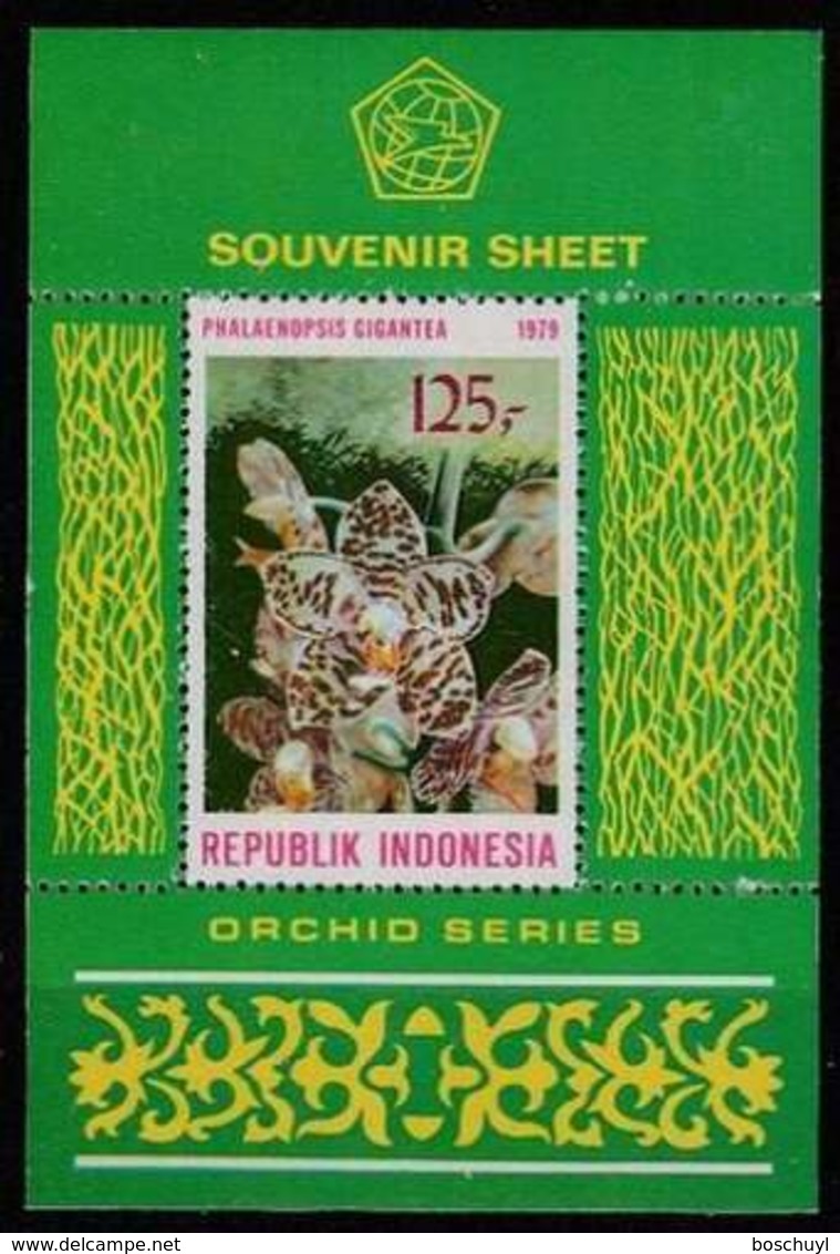 Indonesia, 1979, Orchids, Flowers, Flora, MNH, Michel Block 29 - Indonésie