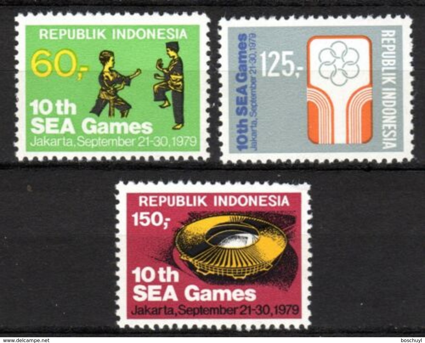 Indonesia, 1979, Sports Games, MNH, Michel 936-938A - Indonésie