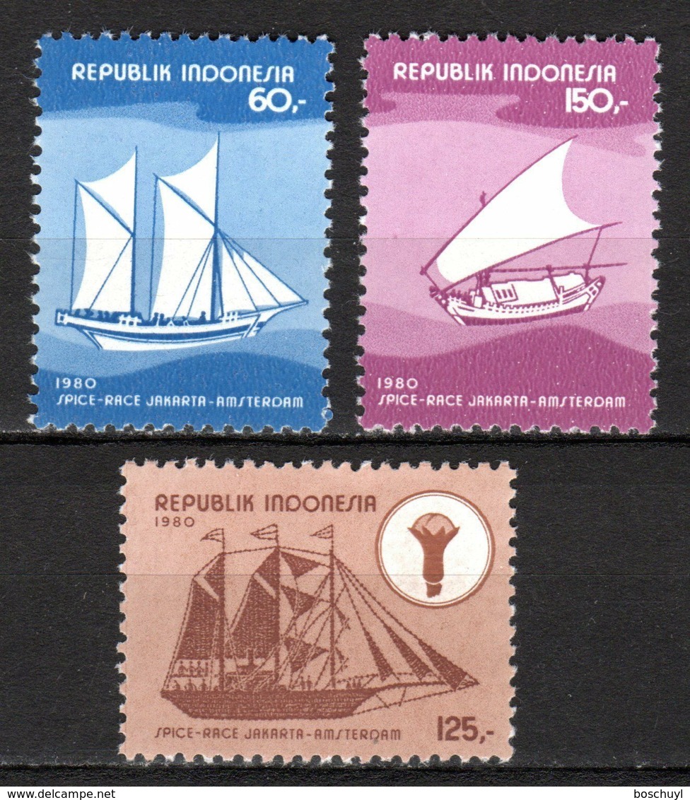 Indonesia, 1980, Sailing Regatta, Boats, MNH, Michel 948-950 - Indonésie