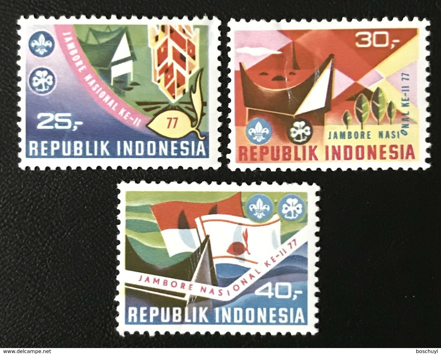 Indonesia, 1977, Scouting, Scouts, MNH, Michel 863-865 - Indonésie