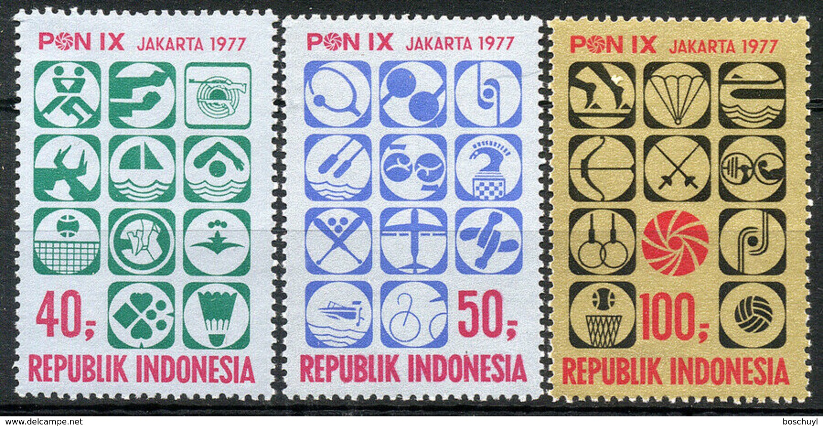 Indonesia, 1977, Sports Week, MNH, Michel 874-876 - Indonésie