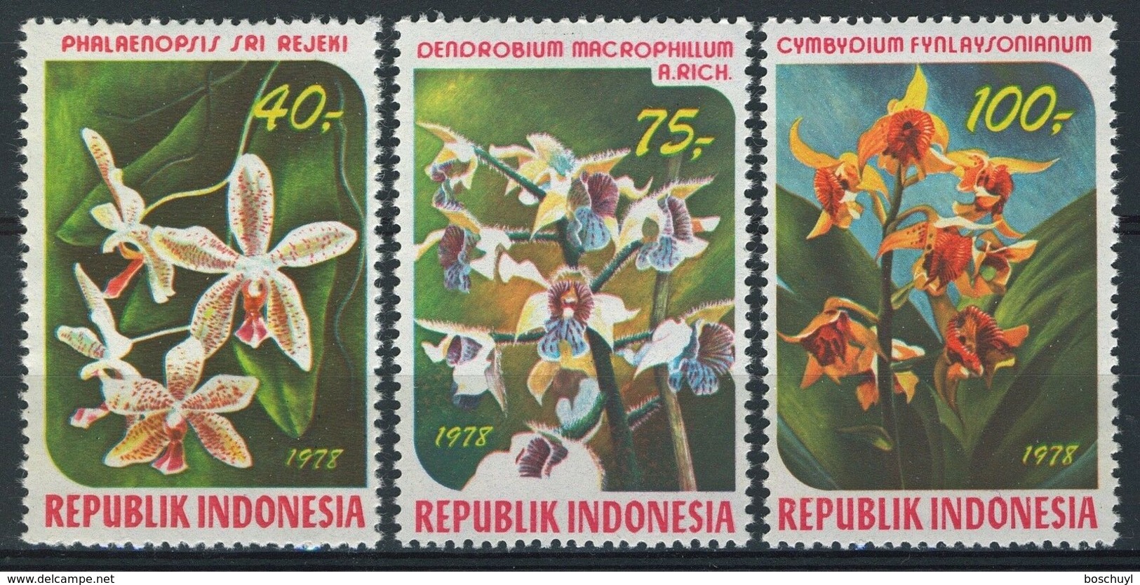 Indonesia, 1978, Orchids, Flowers, Flora, MNH, Michel 913-915 - Indonésie