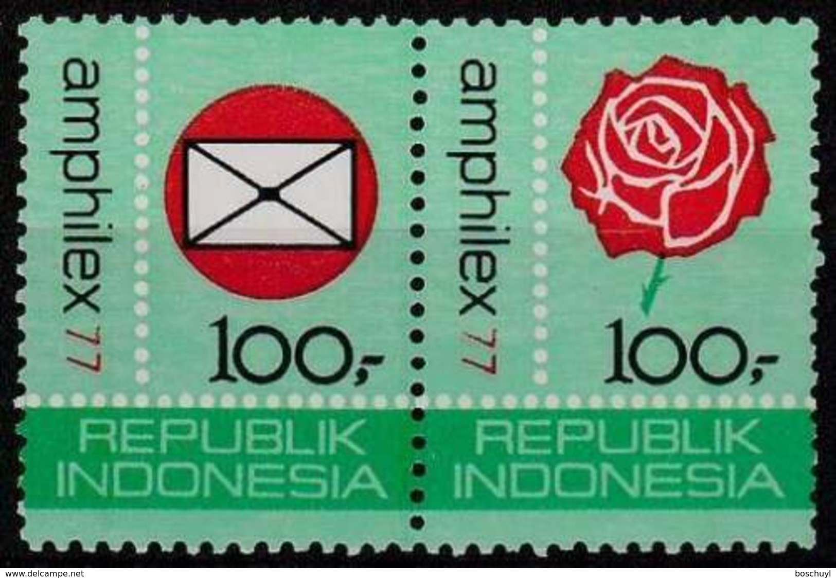 Indonesia, 1977, Amphilex Stamp Exhibition, MNH, Michel 871-872A - Indonésie