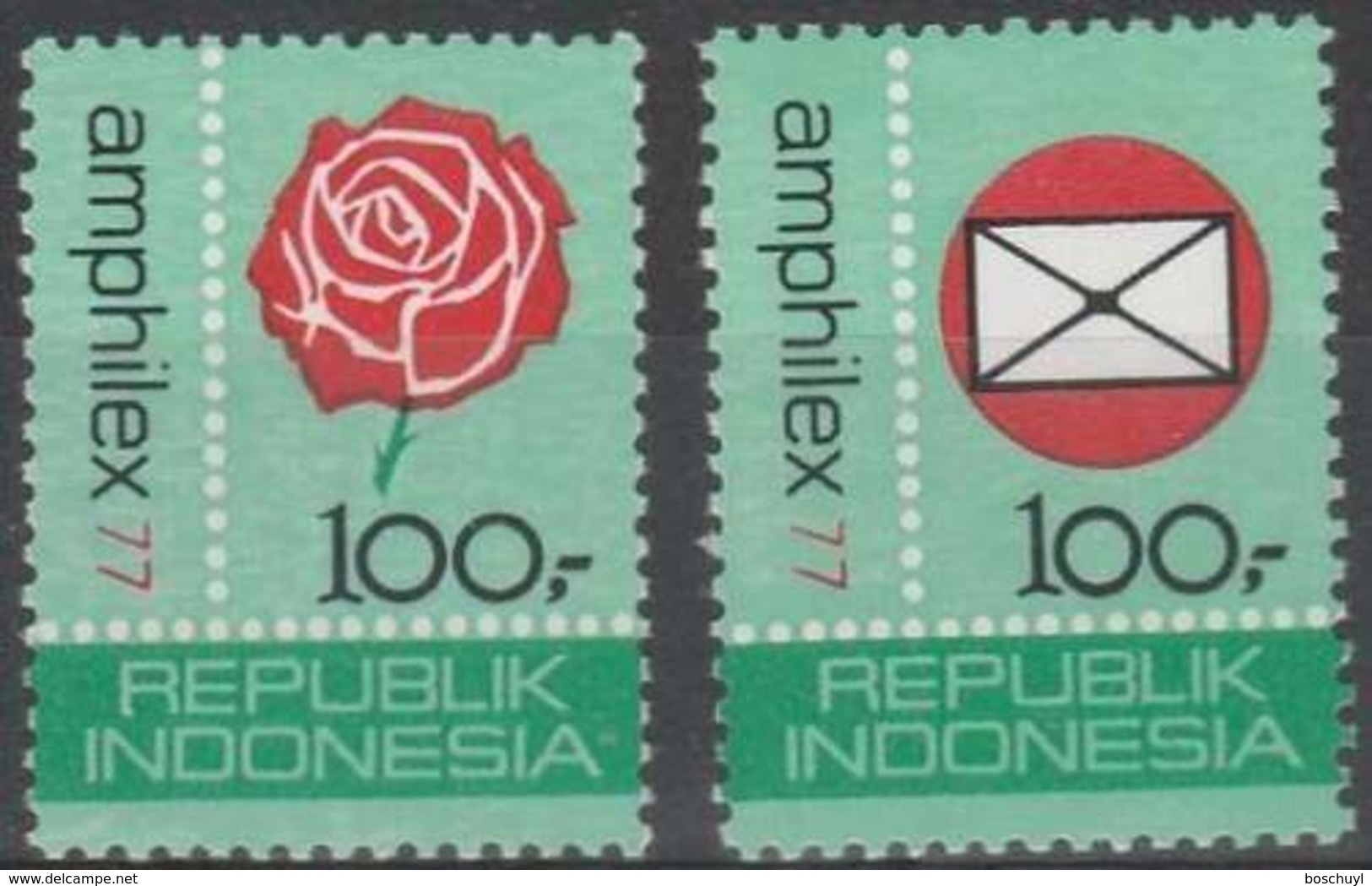 Indonesia, 1977, Amphilex Stamp Exhibition, MNH, Michel 871-872A - Indonésie